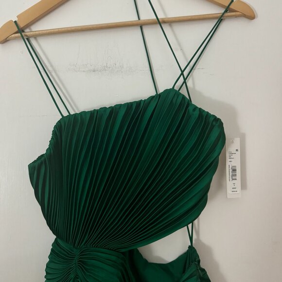 Alice + Olivia GREEN Pleated Fayeth Midi Dress | Size 4 - Picture 5 of 9